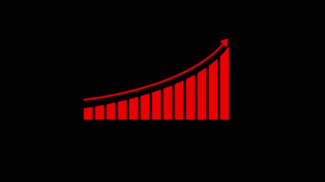 Motion animated footage. Statistics bars columns growth, arrow up. Finance, Bar graph going up, Profit concept, positive increase chart. business graph animation