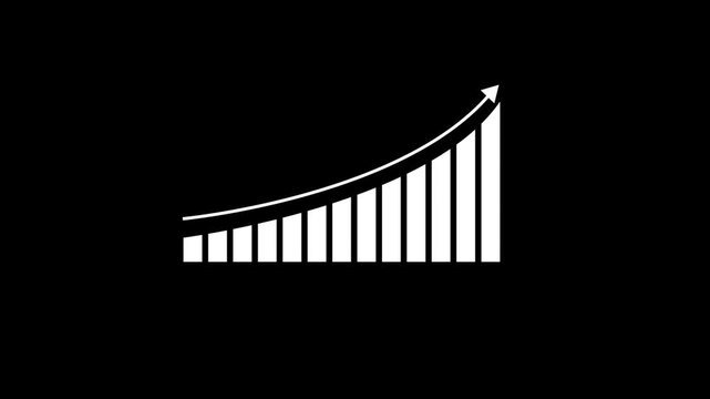 Motion animated footage. Statistics bars columns growth, arrow up. Finance, Bar graph going up, Profit concept, positive increase chart. business graph animation