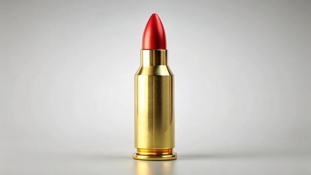 A single golden cartridge with a red tip stands upright on a clean white background