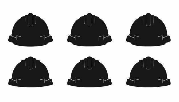 Construction Safety Hard Hat Icon Set Collection &ndash; Protective Helmet Silhouette Vector Bundle
