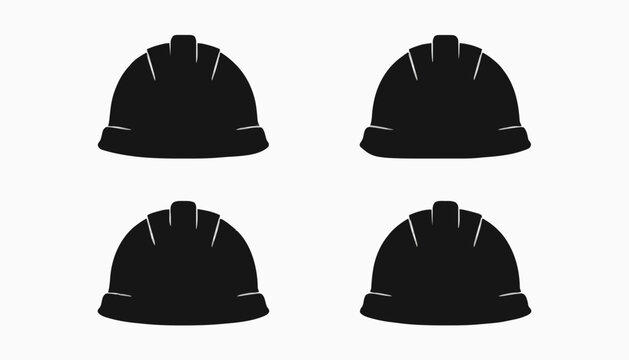 Construction Safety Hard Hat Icon Set Collection &ndash; Protective Helmet Silhouette Vector Bundle