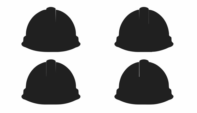 Construction Safety Hard Hat Icon Set Collection &ndash; Protective Helmet Silhouette Vector Bundle