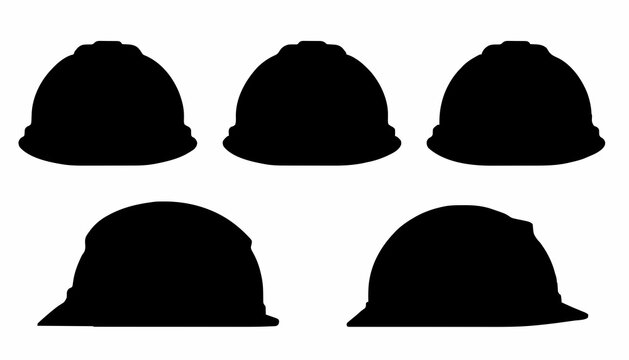 Construction Safety Hard Hat Icon Set Collection &ndash; Protective Helmet Silhouette Vector Bundle