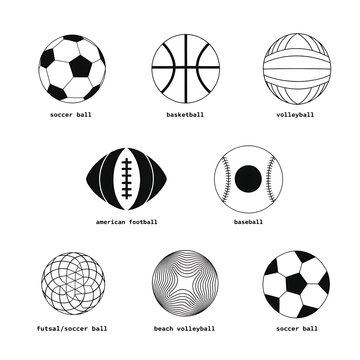 set of soccer balls