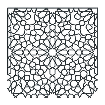 Complex Islamic Geometric Girih Pattern Line Art for Laser Cutting, Wall Art, and Decorative Design
