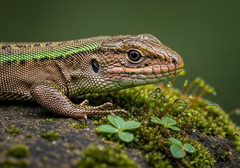 Fototapeta premium 苔むす岩、緑の息吹、静寂の眼差し