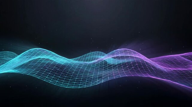 abstract wave pattern with glowing lines in digital space for technology background