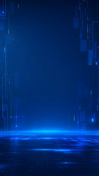 Abstract Blue Technology Background with Glowing Digital Waves Light Lines and Futuristic Night Texture Design Illustration