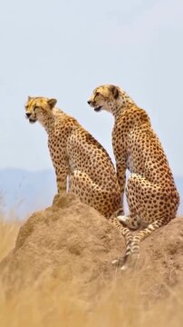 1.cheetah in the serengeti
2.King of the savanna
3.Hunter on the mound