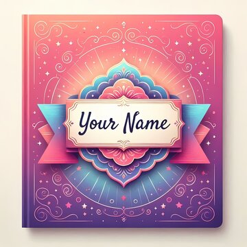A personalized cover with a large customizable name field in a decorative banner, Ai generated image