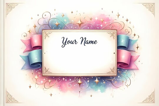 A personalized cover with a large customizable name field in a decorative banner, Ai generated image