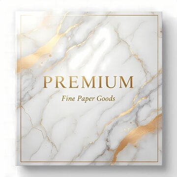 A marble-texture cover with soft gray-white veining and gold foil accents, Ai generated image