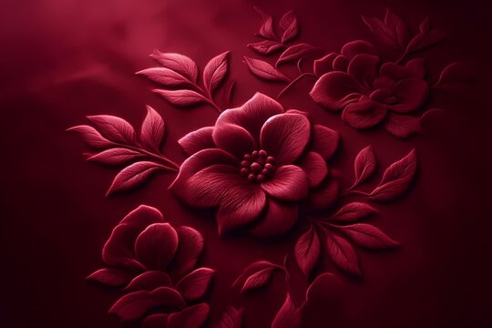 A tactile-texture cover imitating soft velvet fabric with embossed floral patterns, Ai generated image