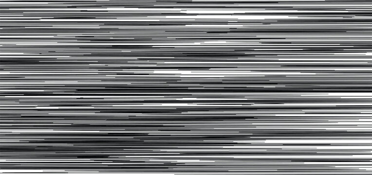 Abstract Horizontal Streaks and Motion Blur Lines Texture Background with Grayscale Digital Noise and Glitch Effect for High-Tech Banners, Cyberpunk Posters, Sci-Fi UI Design