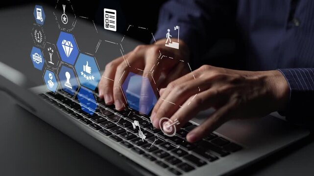 Quality approval and certification icons showing verified badge, standard check, award, trophy, inspection, rating, quality management, guarantee, trust, and compliance. Funnel