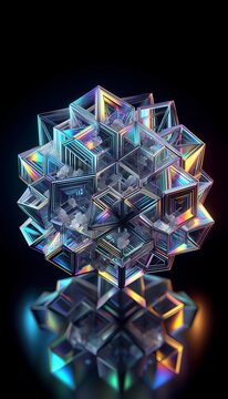 A crystalline lattice of salt and diamond under polarized light, Ai generated image