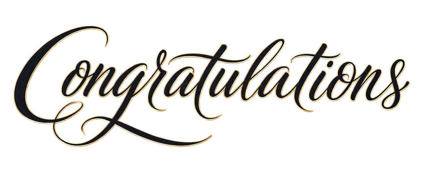 Elegant and decorative congratulations text in fancy cursive calligraphy font design