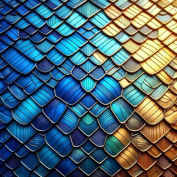 A macroscopic butterfly wing scale pattern resembling an intricate architectural tile roof, Ai generated image