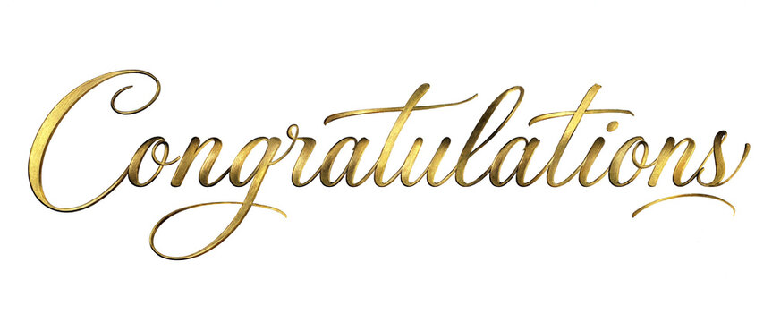 Elegant golden congratulations text in fancy cursive script perfect for celebrations and achievements