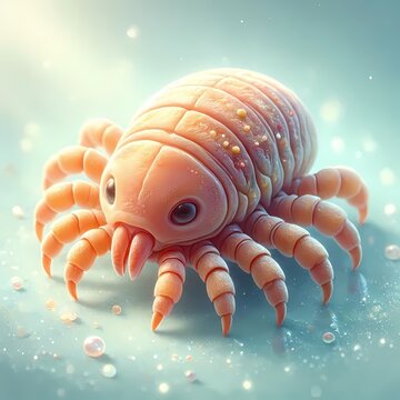 A tardigrade water bear shown as an eight-legged microscopic creature in a soft warm palette, Ai generated image