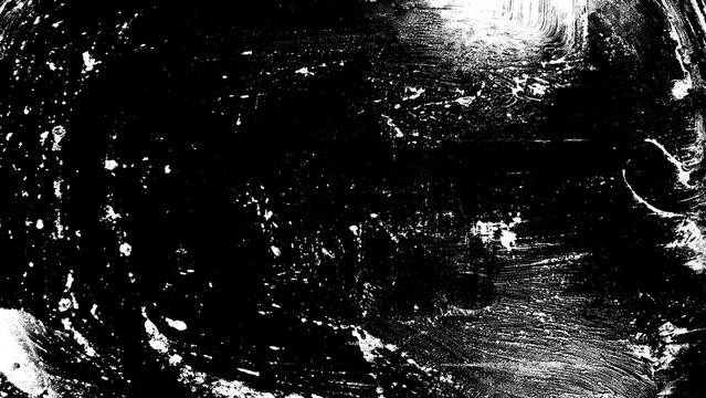汚れを拭いたり拭い取ったり、何かが擦れたりしてついた汚れやかすり傷、あるいは塗りムラや何かの痕などのイメージのグランジ系画像素材　背景・テクスチャー・オーバーレイ・レイヤー効果、マスクなど　16:9・8K UHDサイズ（7680 x 4320）JPEG　白黒・黒・白・黒背景・black・white