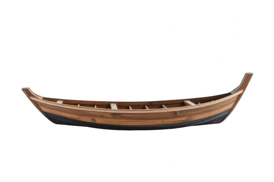 Traditional wooden boat isolated on black background