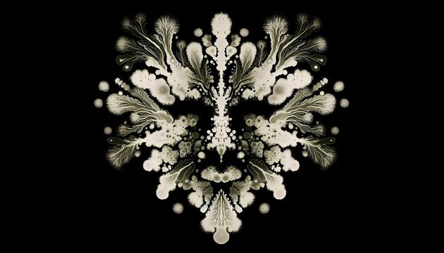A bacterial colony arranged to suggest a face or figure like a Rorschach test, Ai generated image