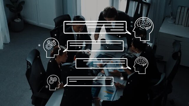 Diverse Business Team Engaged in Dynamic Collaboration and Communication During Brainstorming Session in Modern Office Environment. Entropy.
