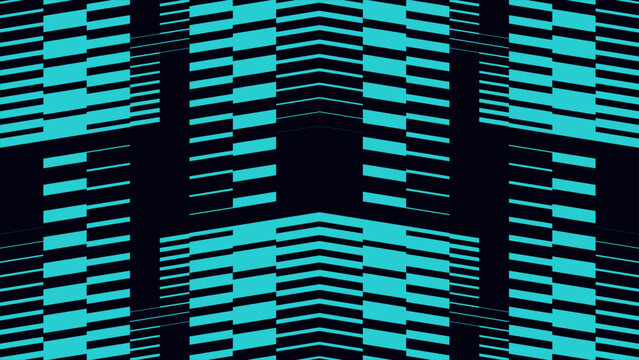 Electric cyan digital 3D matrix grid building backdrop for cyberpunk UI header