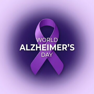 World Alzheimer's Day awareness ribbon symbol. Purple loop icon for dementia support and memory loss campaign.