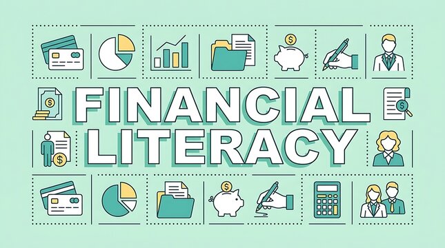 Financial literacy education concept with diverse professionals. Business team analyzing money management and investment strategies on digital devi...