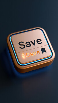 Save button neon glow icon user interface digital 3d render technology blue orange save button neon glow icon user interface digital 3d render technology blue orange square key modern design