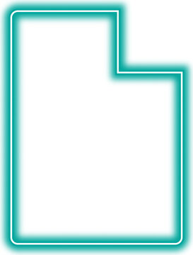 Neon glowing rectangular border frame shaped like the state map of utah.