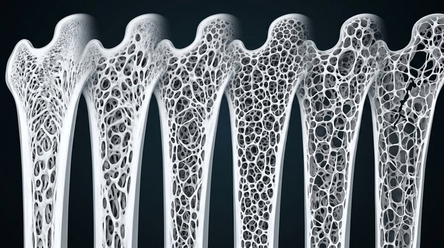 Human Bone Density Stages From Healthy To Severe Osteoporosis Medical Illustration