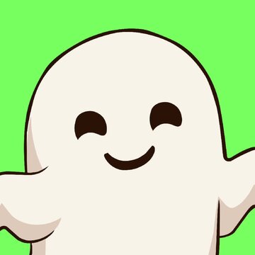 Cute cartoon friendly ghost animation loop on green screen background
