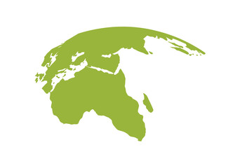 Green abstract world map vector, Asia and Oceania continent silhouette for international branding, environmental graphics, infographic and navigation concepts. © Gary D. Marlow