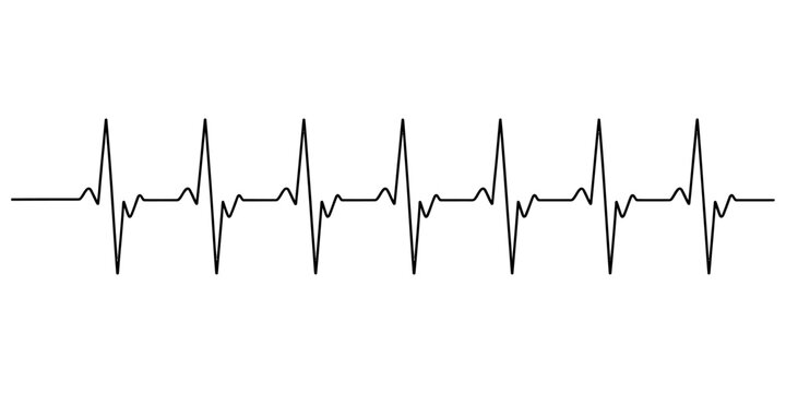 Black heart beat line icon representing a healthy pulse or medical rhythm displayed as a simple graphic sign for hospital cardiology and clinical health care Vector, illustration