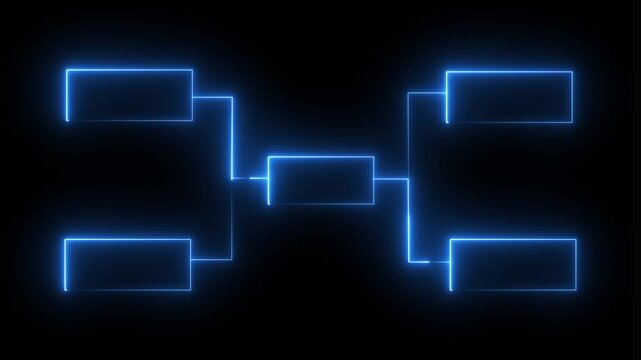 Glowing neon line Business hierarchy organogram chart infographics icon isolated on black background...