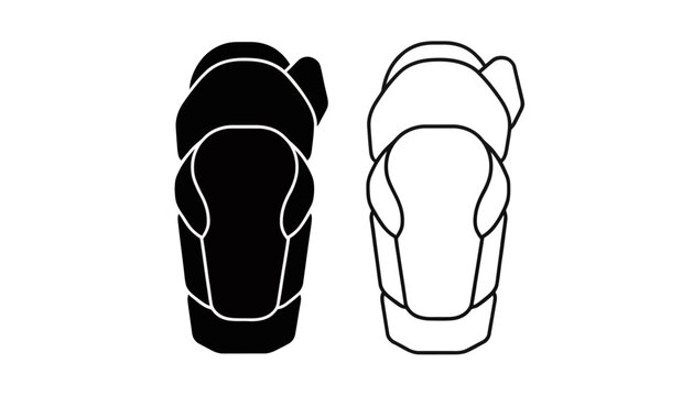 Knee pad protective gear icon set for safety and sports protection