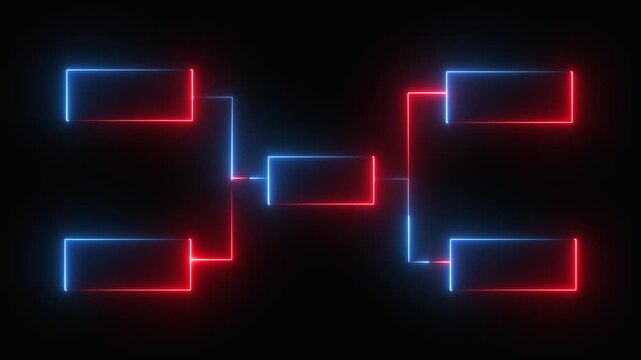 Glowing neon line Business hierarchy organogram chart infographics icon isolated on black background...