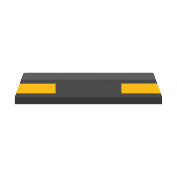 Rubber Parking Curb with Yellow Reflective Stripes Isolated