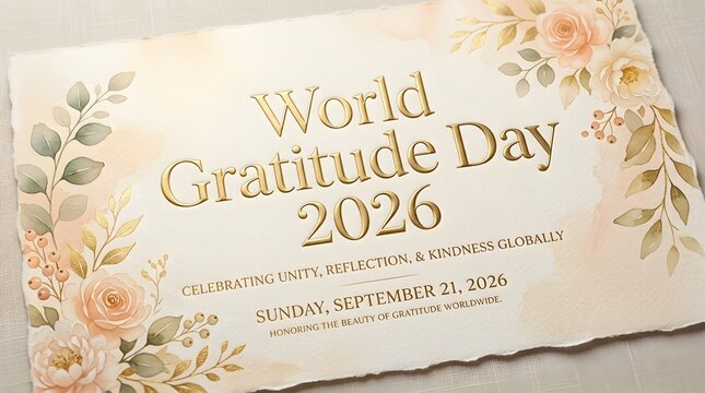 Vintage Floral Botanical World Gratitude Day 2026 Card