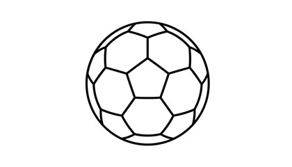 Fototapeta premium Simple line drawing of a classic soccer ball on a white background, ideal for sports branding and design.