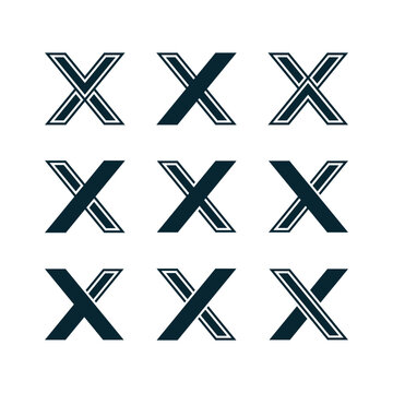 Collection of Initial X letter logo with modern business typography template. Creative letter X logo design icon stock vector.