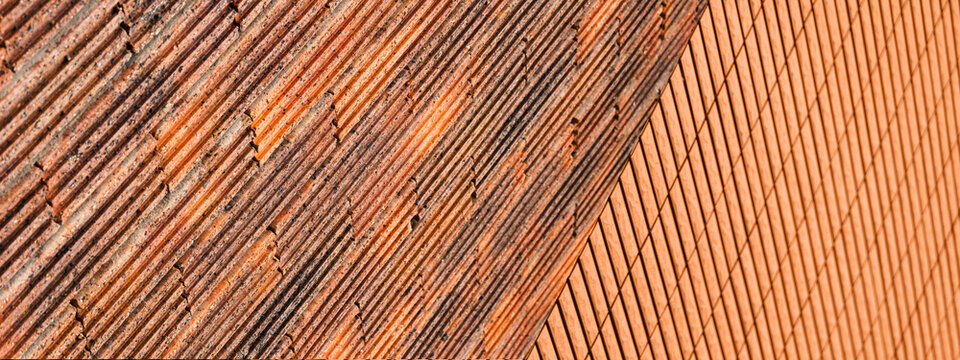 red brown brick wall with background banner background