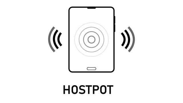 Mobile hotspot connection animation, wireless internet signal sharing symbol for smartphone technology interface