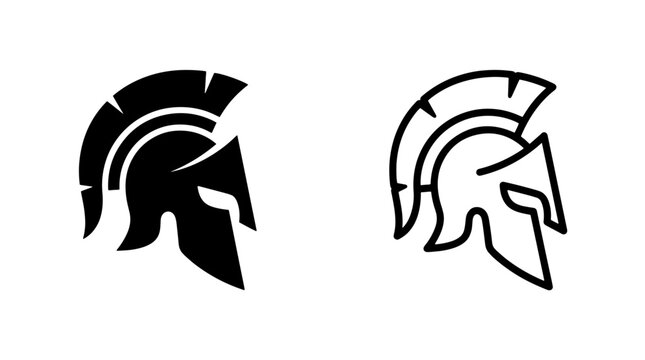Minimalist spartan warrior helmet vector icon illustration