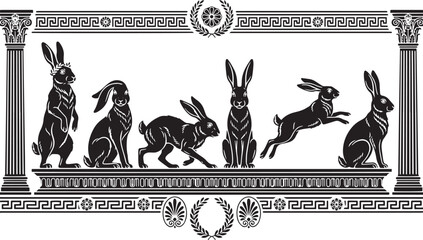 A set of rabbits. Hand drawn vector illustration © Михаил Н