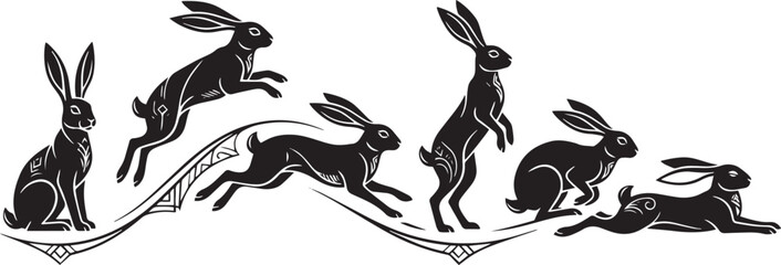 A set of rabbits. Hand drawn vector illustration © Михаил Н