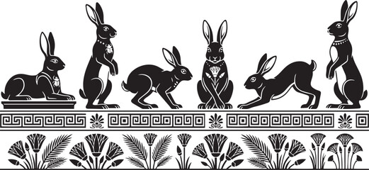 A set of rabbits. Hand drawn vector illustration © Михаил Н